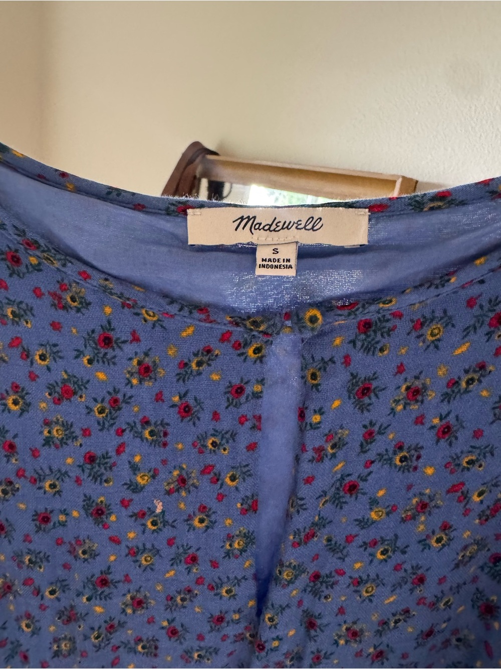 Madewell Blue Floral Maxi Dress with Tiny Red & Yellow Blooms